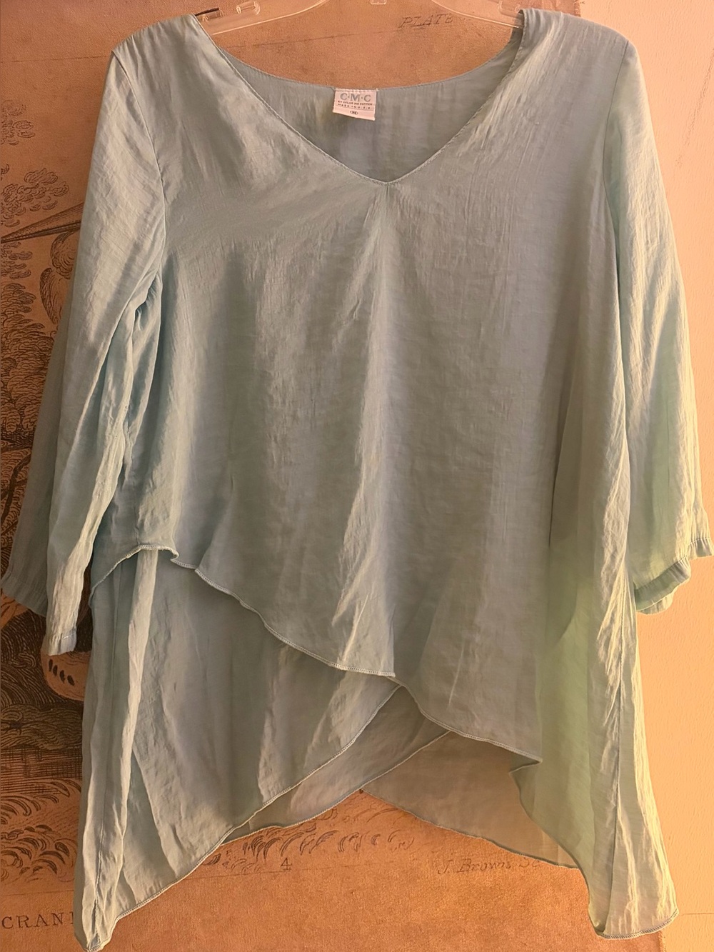 * CMC by Color Me Cotton Tissue Weight Fabric Layered Blouse SZ Medium *